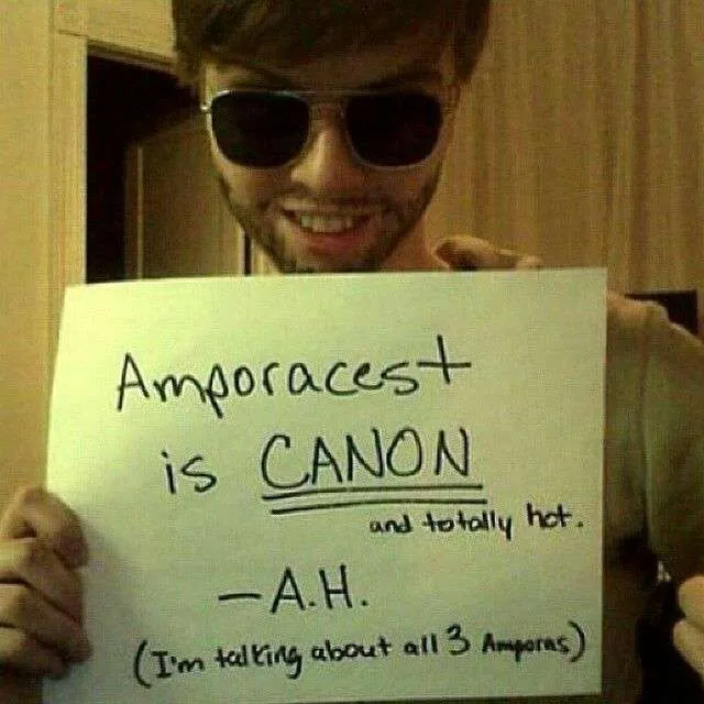 emetowitch's tweet photo. does anyone know if this is actually AH (im bad w/ faces) or if the sign is edited? the 1st one could be a good point against the ppl that think they're not cool with proshippers for some reason, but i also hate misinfo so i wanna fact check. i see these all the time on pinterest https://t.co/MA9gP79txB