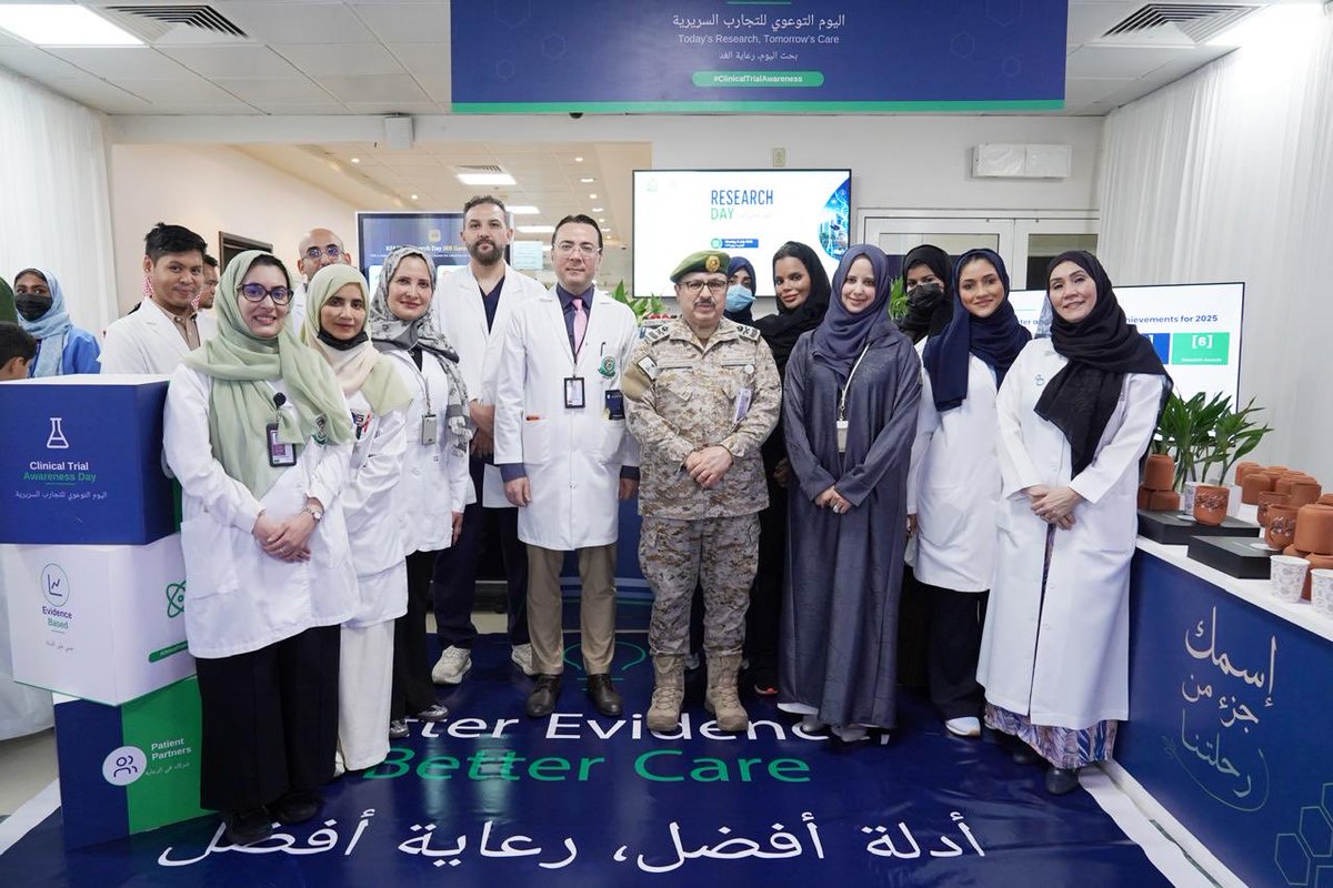mirvatalasnag's tweet photo. Our "Clinical Trial Awareness Day" was one of the more popular events. I truly didn't expect the enthusiasm from all the participating departments

Our administration's support gave us the momentum needed & we have more projects in the pipelines @fayezbaraah @AdeelahQattan @AlbutiHala 

Our patients are the cornerstone of any scientific progress & I am touched by their commitment. Ultimately progress is only possible through volunteer participants that permit us to find safer & more effective novel therapies for the future

إلى جميع المرضى الذين يشاركون في الأبحاث الطبية…

شكرًا لكم، فأنتم الشريك الحقيقي في التقدم العلمي. إن مشاركتكم لا تسهم فقط في تطوير المعرفة الطبية، بل تساعد أيضًا في تحسين الرعاية الصحية وابتكار علاجات أكثر أمانًا وفعالية للأجيال القادمة.

كل دراسة ناجحة تقف خلفها ثقة مريض، وكل اكتشاف علمي يبدأ برغبة شخص في المساهمة من أجل مستقبل أفضل.

نثمّن ثقتكم، ونعتز بمساهماتكم، ونؤمن بأن المرضى ليسوا مجرد مشاركين في البحث العلمي، بل هم القوة الدافعة التي تجعل التقدم ممكنًا.

شكرًا لكم لأنكم تصنعون الفرق، وتساهمون في بناء مستقبل أكثر صحة للجميع.

#البحث_العلمي #المرضى_شركاء_في_البحث #الابتكار_الطبي #الرعاية_الصحية #التقدم_العلمي