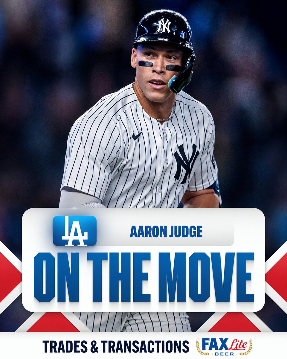 MLBONFAX's tweet photo. Dodgers reportedly acquire Aaron Judge from the Yankees, per multiple reports including @BryanHoch https://t.co/IJ7fpFdkv9