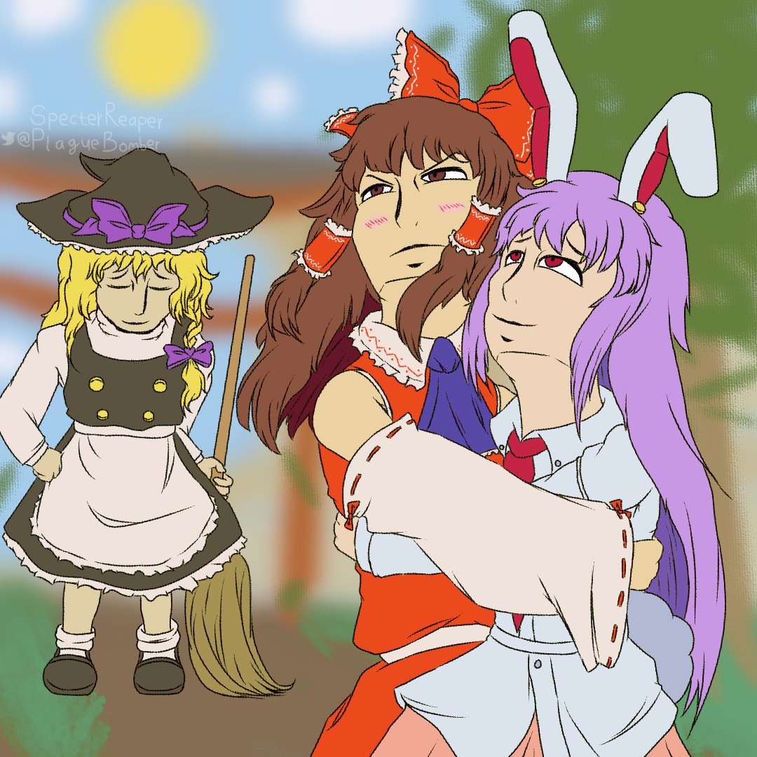 PlagueBomber's tweet photo. Reisen gets huggies (most of the time)

#Touhou #8月2日は優曇華の日 https://t.co/lcxGExmsF6