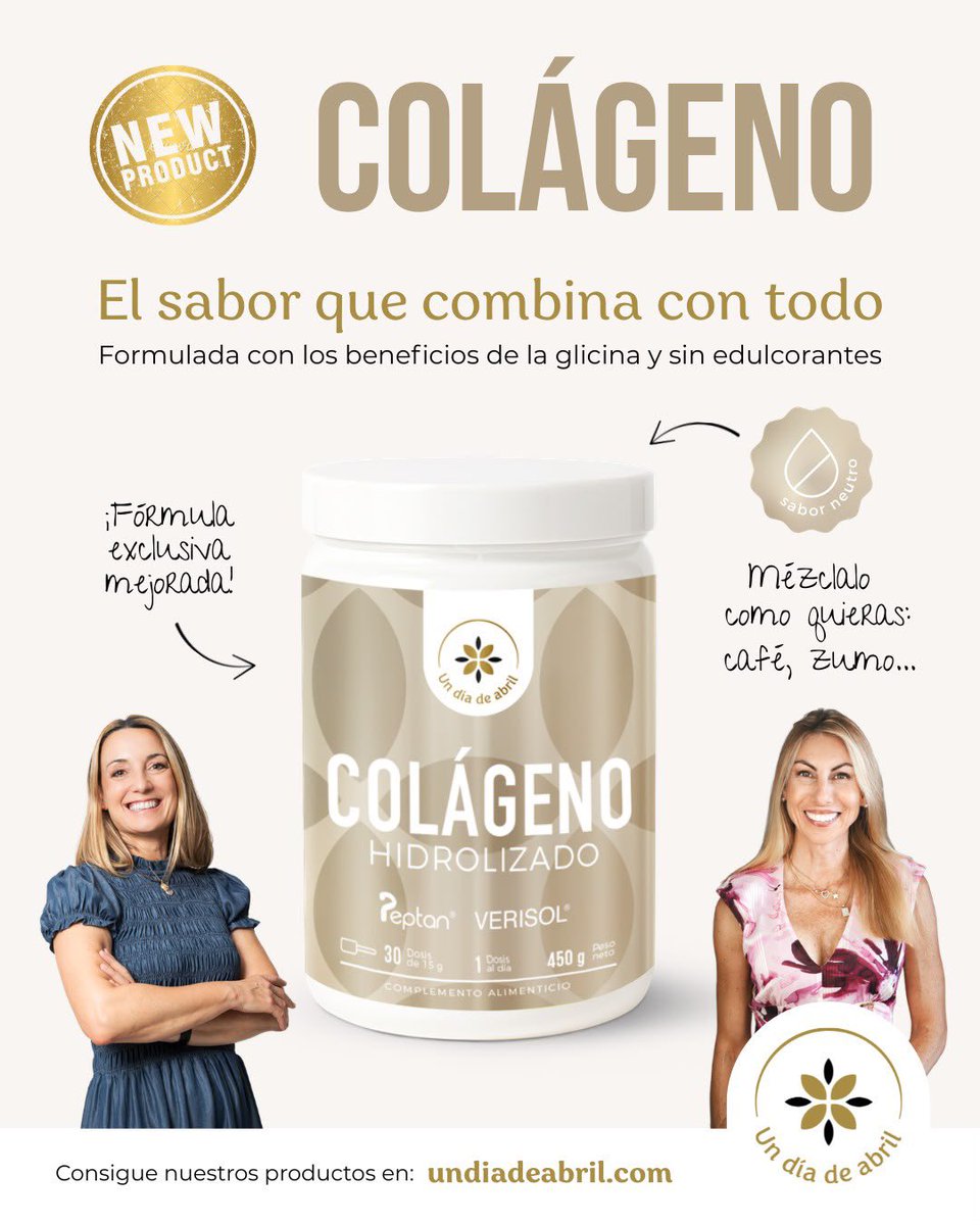 un_diadeabril's tweet photo. 🤍 El colágeno que combina con todo.

Después de muchos meses de trabajo, por fin podemos enseñaros nuestro Colágeno Hidrolizado Sabor Neutro.

Un colágeno pensado para quienes buscabais una opción versátil, sin edulcorantes y fácil de incorporar a cualquier momento del día. https://t.co/OnUjhmOSBF