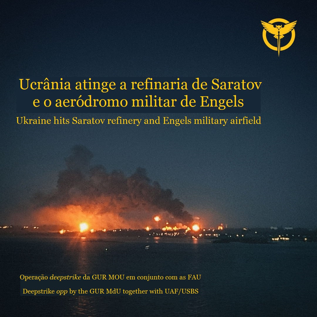 ua_moz's tweet photo. Na noite de 2 de agosto de 2026, os comandos do Departamento de Ações Ativas da #GUR do Ministério da Defesa da #Ucrânia, no âmbito de uma operação conjunta com as #FAU/#USBS, atingiram a refinaria de #Saratov e o aeródromo militar de #Engels2.
https://t.co/Wcs0apsKJe https://t.co/puU4MMY2ky