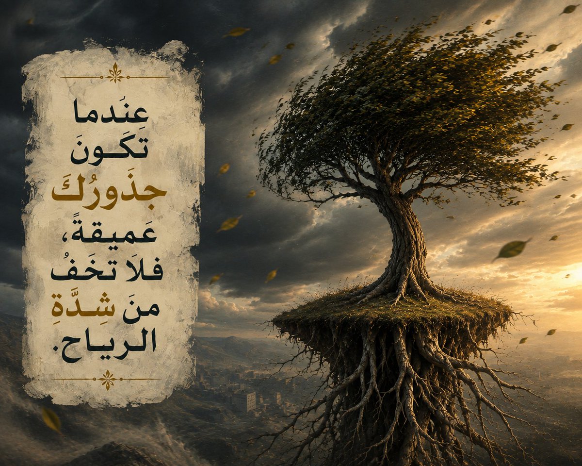 MjaredX's tweet photo. عندما تكونُ جذورُكَ عميقةً، فلا تَخَفْ من شِدَّةِ الرياح. https://t.co/ElvEr4B9t1