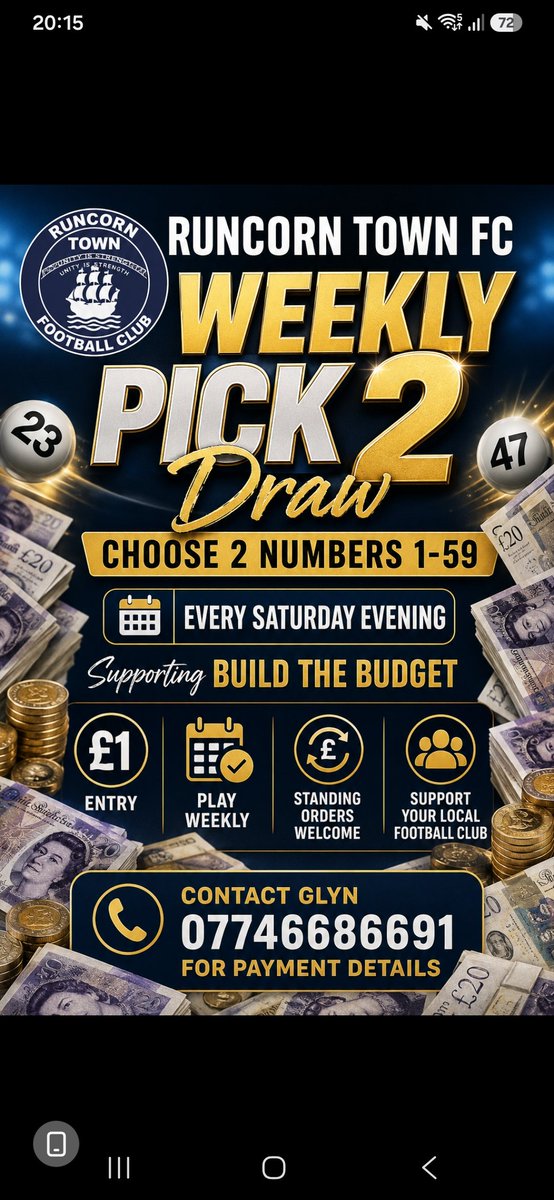 runnerglynrtfc's tweet photo. 3 new players for Pick 2 starting from yesterday to add to the growing list, hoping for more on The Pledge Fund, brilliant support.... we are up 'n' running now with #BuildTheBudget for the 27/28 season
Update at 8pm tonight
@RuncornTown on the up.
Let's go #stfw ⚽️ https://t.co/m8Bt2GkSl6