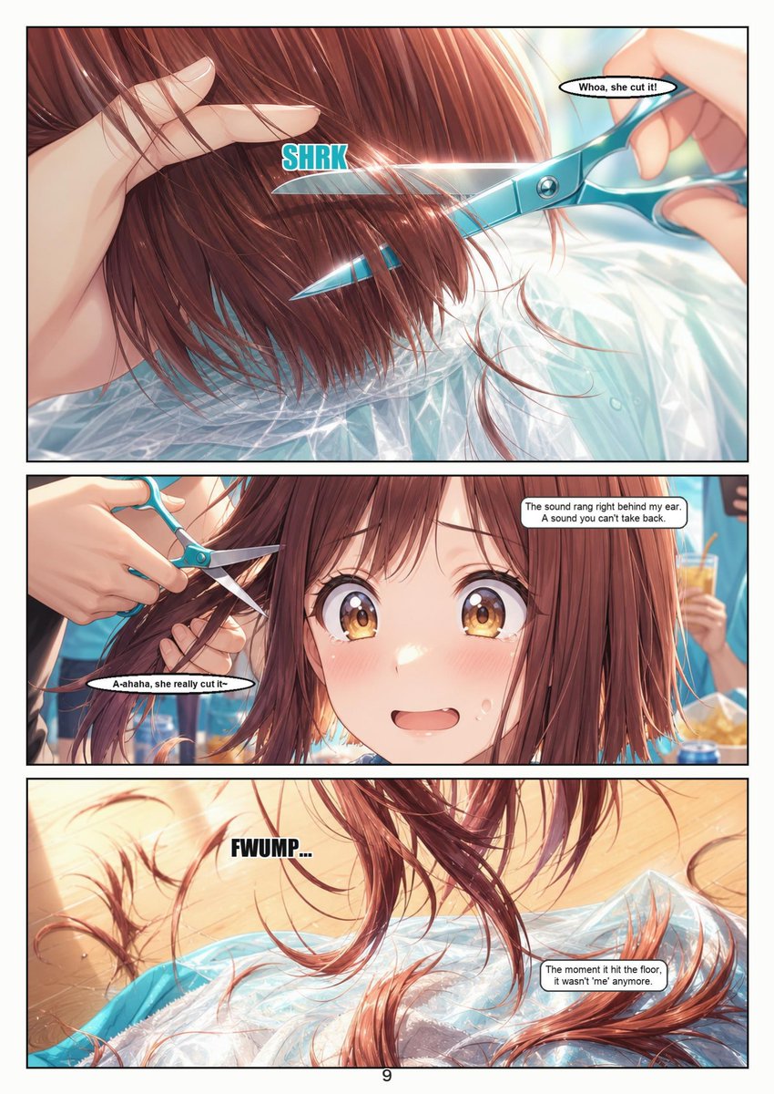 ShornStudio's tweet photo. 3 more preview pages — YOKYOUGAMI, Ch.1.
The roulette. The shears. The phone cameras that keep filming after the bob is done.
Full color. English edition $9:
https://t.co/I9kvhJyNfg
Fiction · all adults · non-sexual
#haircutfetish #headshave https://t.co/VjHOie072N
