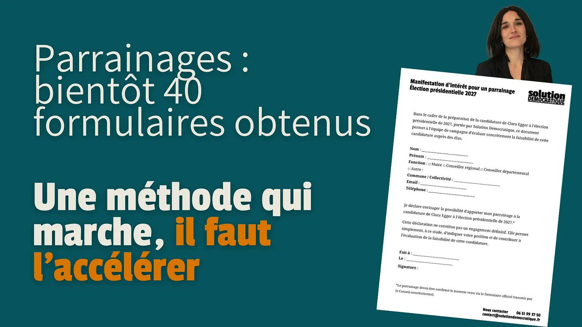 S_Democratique's tweet photo. Nous lançons aujourd’hui et pour 2 semaines un campagne de dons importante, afin d’avancer dans l’obtention des 500 parrainages permettant l’accès au premier tour de l’élection présidentielle à notre candidate Clara Egger.

👉https://t.co/RI6ux9odpc https://t.co/s0k8K7vshJ