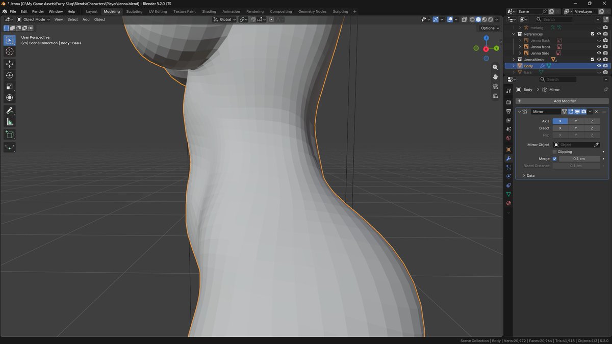 RedOrchidGames's tweet photo. Been watching a bunch of tutorials and constantly redoing my character mesh.

Hopefully I’ll finally finish her soon so I can test some jiggle physics <3 and animations

Still need to do Jenna’s head though 😭

#IndieDev #GameDev #Blender #FurryGameDev #3DModeling https://t.co/Z9ZsKf5Rvd