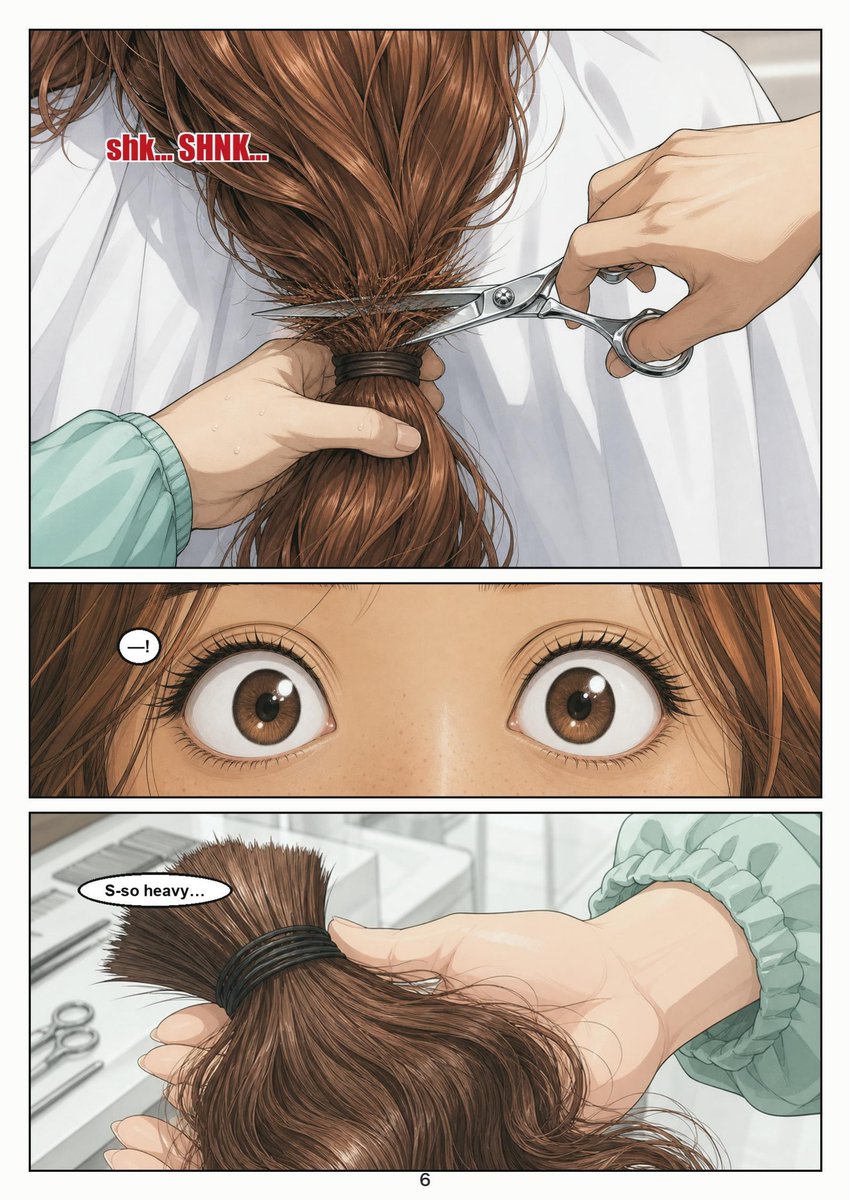 ShornStudio's tweet photo. 3 more preview pages — KAMIDAI: Price of Hair, Ch.1.
Waist-length hair to a bob, then the sides and nape run down to 1mm.
Full color. English edition $9:
https://t.co/pPoh7DVboT
Fiction · all adults · non-sexual
#haircutfetish #buzzcut https://t.co/F45kKuOP0k