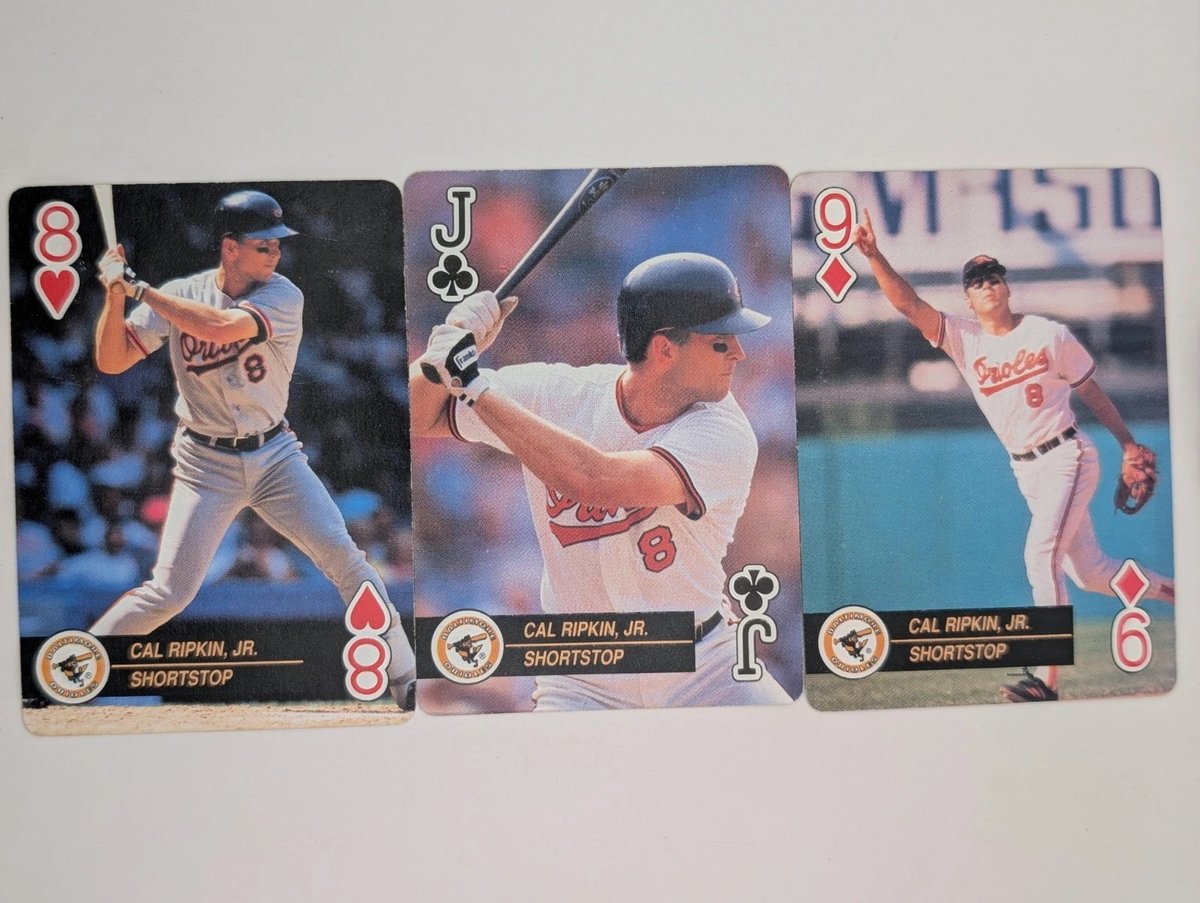 RyCoSportsCards's tweet photo. New Listing for 8/2/2026 on RyCoSportsCards_1 on eBay!. New listings go up every day!
-1992 Baseball Aces 3x Lot of Cal Ripken Jr. (9 Dia, 8 Hearts, J Clubs)
https://t.co/lafyBTKpIB https://t.co/AQjtXNKKc4