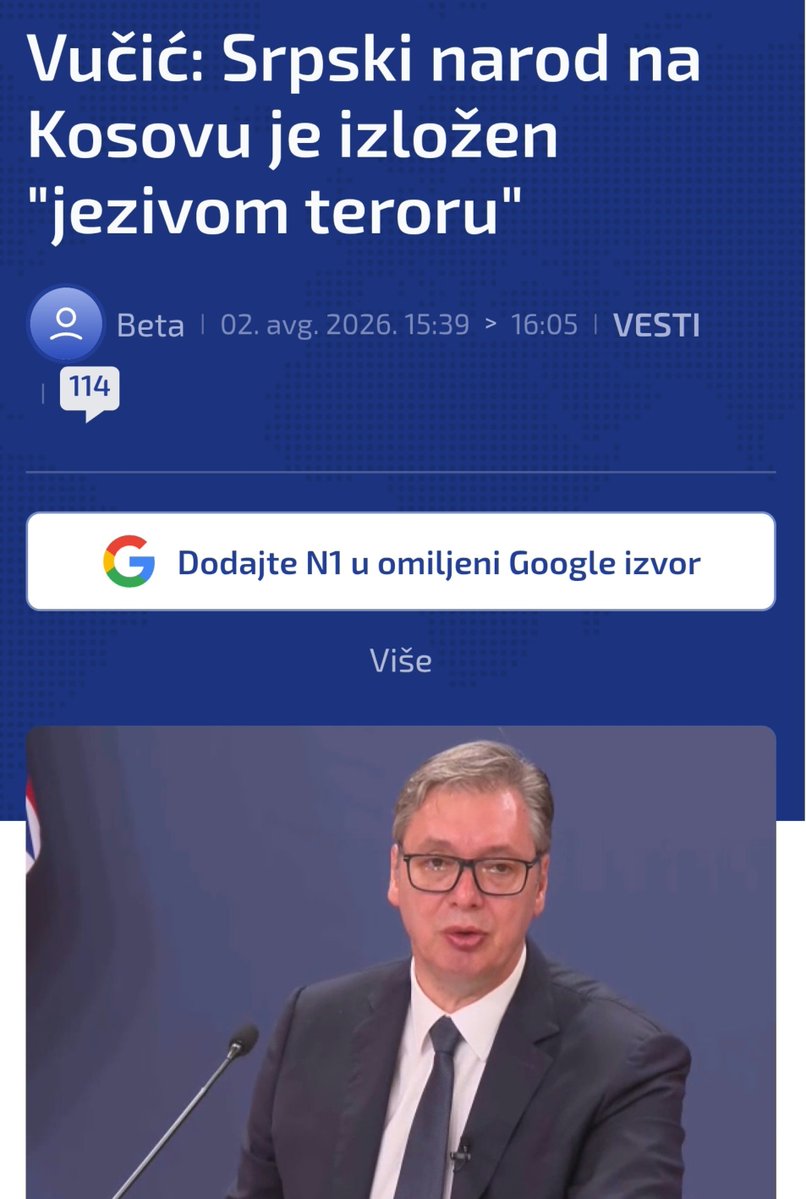 MitarS33252's tweet photo. Bivša vlast je prvo izdala narod, pa onda prodala KiM kao da je na pijaci, zato danas Srbi tamo žive pod čistim terorom. I dok se Vučić lavovski bori da ih zaštiti, bivša vlast, a današnja opozicija štite ih glumeći patriote na mrežama zar ličnih interesa 😡 https://t.co/JAddpWIeob