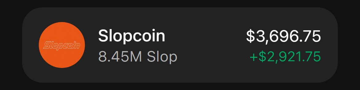 VaelSolana's tweet photo. $SLOP just did 168x in a day at $380k.

7 weeks old, been dead quiet until now. something flipped. https://t.co/e1ja2gjdTW