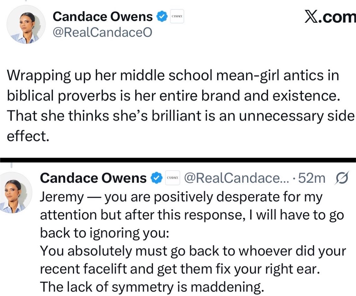 nosoup4knowles's tweet photo. Candace: Allie Beth is such a middle school mean girl

also Candace: omg look at Jeremy's ears!!! https://t.co/kO19IK8vME