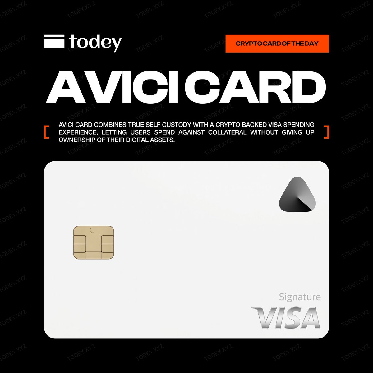 JoinTODEY's tweet photo. 💳 CRYPTO CARD OF THE DAY - AVICI CARD

@AVICI unlocks spending power without giving up control of your crypto. Borrow against your digital assets instead of selling them, Apple and Google Pay, and USD banking support.

Explore the complete profile:
https://t.co/xuzF0m6s4O https://t.co/hXHtXxoilR