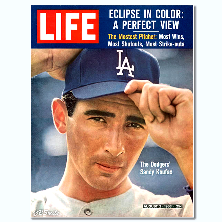 BSmile's tweet photo. “The Mostest Pitcher: Most Wins, Most Shutouts, Most Strike-outs - The #Dodgers Sandy Koufax" (LIFE Magazine - August 2, 1963) #MLB https://t.co/sdgoJG1cHl