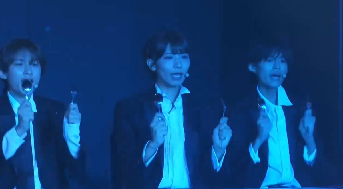 haruuuuwo's tweet photo. they really put the gay mayuyu guy in the most 'manly' unit song with some forks and spoons https://t.co/JTT5Fu69tm