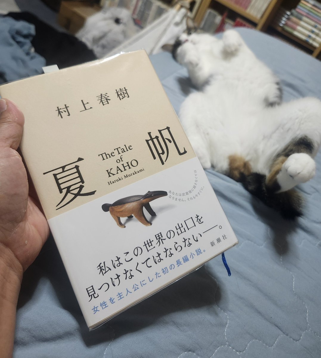 HaCCho1974's tweet photo. 村上春樹『夏帆』読み終わりました。読み始めは話に入り込むのに苦労しましたが、徐々に気持ちが入り込めてラストまで。初めは不気味な存在だったモーターサイクルの男でしたが、そう展開するのか🫪と驚き。なんにしても、アリクイは可愛かった(*´ω`*)
 #読了記録 #本が好き https://t.co/hod893qUoM