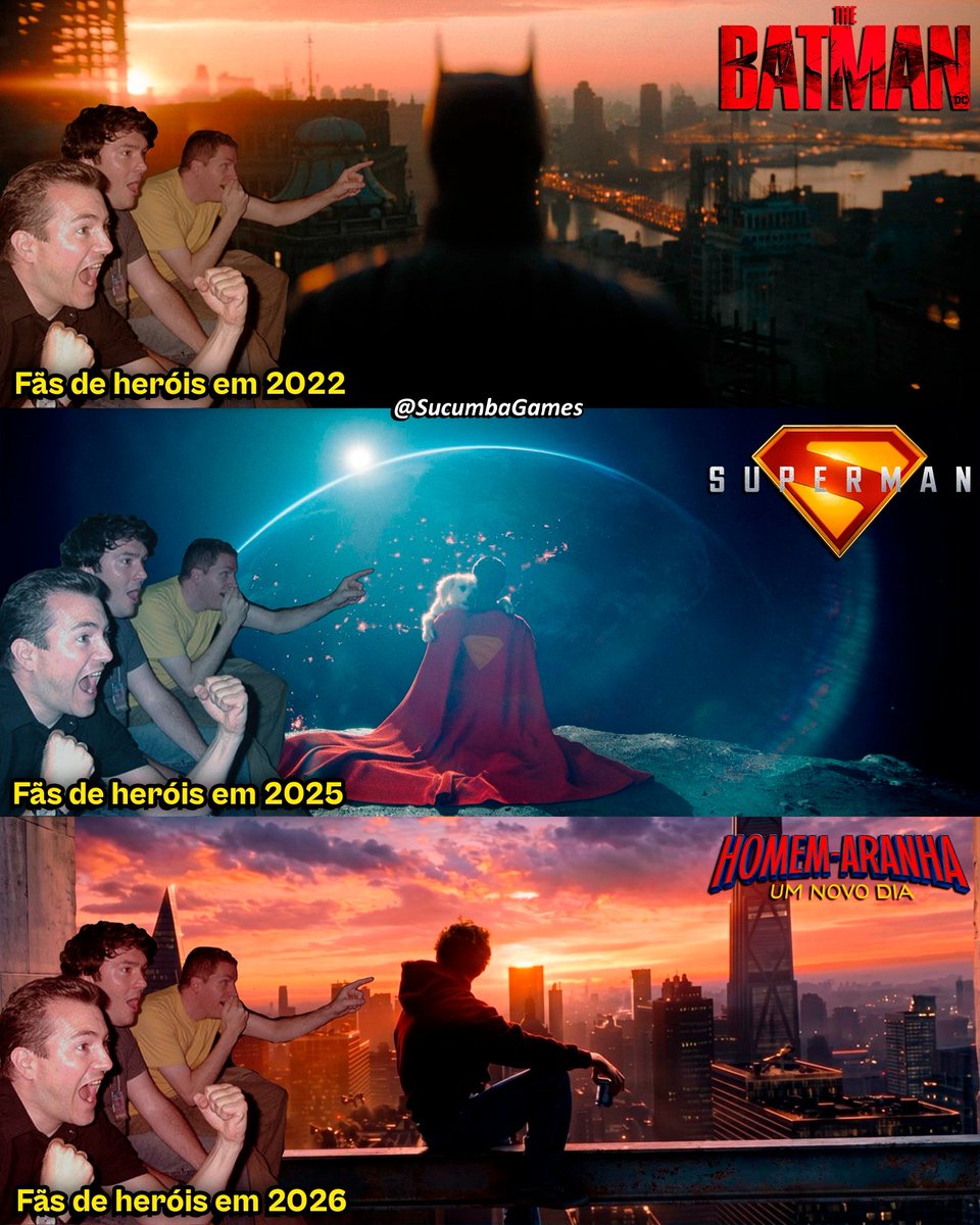 SucumbaGames's tweet photo. Já é seguro dizer que os três maiores heróis da história tiveram excelentes filmes nesta década. https://t.co/BhHkpkd5Ek