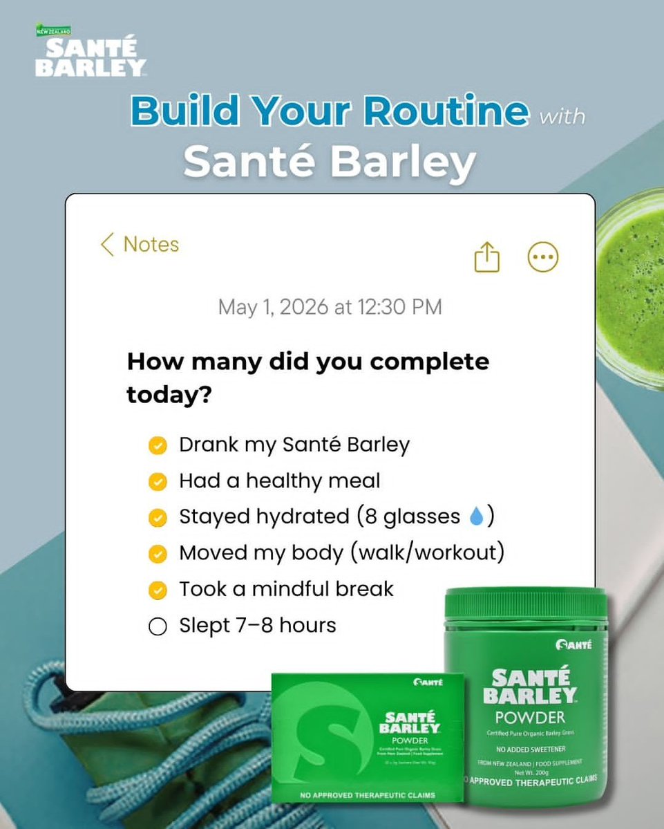 holaitslinz's tweet photo. You don’t wait for change. You build it daily 💚
Real results aren’t random, they come from routines you commit to.
Start with one habit.
Start with one scoop of Santé Barley
#LiveForMore #Sante
#LinBingsOnlineShop #SanteBarley https://t.co/HTIE4FET4e