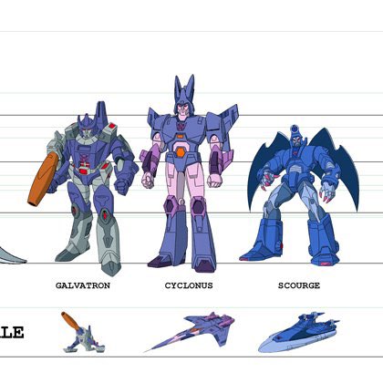 PolishTamales's tweet photo. Working in animation, the fan-made chart makes zero sense.

None of the three figures are drawn in a uniform way whatsoever. Cyclonus is the only figure that is properly drawn as a standard model sheet reference. Galvatron is drawn from a slight overhead view (almost close to isometric) and Scourge is doing a He-Man squat.

Considering how most autists draw like Chris Chan (just look at some of the TFW2005 fan art), a fan-made model sheet should not be a definitive source of information, let alone allow autists to treat it like dogma.

The Transformers TV show was known for near-infinite issues in quality, animation errors, miscoloring, and scale issues. Not to mention goatees that randomly appear and disappear...

Hasbro just needs to straight up hire a professional artist/animation studio and just make a definitive "God book" to put this fan-made slop to rest, let alone the dogmatic TFwiki to pasture. 

So tired of autists say it's animation accurate when Hasbro and the community itself, half-asses everything and has been clearly documented to enshittify everything.

Yeah it's animation accurate... until Hasbro releases a repaint next year or the year after that, and so on. The goalpost will continue to move until you're dead and/or broke.