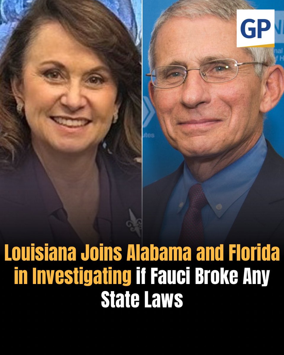 gatewaypundit's tweet photo. Louisiana Attorney General Liz Murrill announced on Saturday that her office will be investigating Dr. Anthony Fauci to determine whether he committed any offenses that can be pursued under state law, joining similar efforts underway in Alabama and Florida.