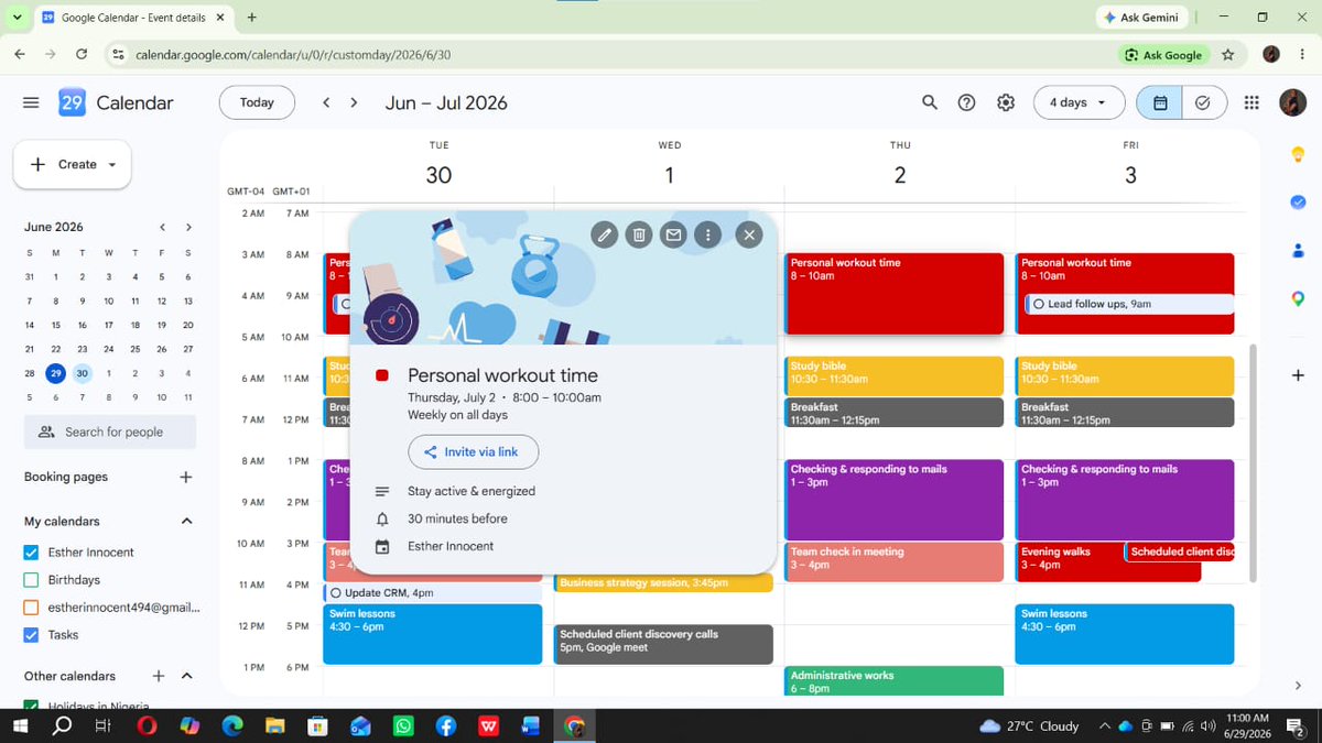 InnocentEs61690's tweet photo. Day 2 of my 30-day challenge.
A well-managed calendar does more than schedule meetings.
It protects time for thinking, planning and making better decisions.
That's where real value is created. https://t.co/S3yyDxK1XF