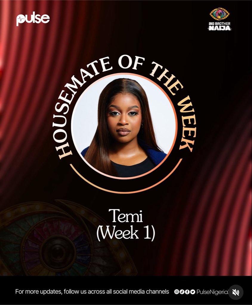 HEYBIDEMI's tweet photo. Pulse, where are Yusuf, Araga and Goddessa? 🤷‍♀️ 

Temi has been crowned the most talked about housemate of the week

Do you agree with the ranking or not? 👇

#bbnaija #BBNaijaS11 https://t.co/zugNGcQXXm