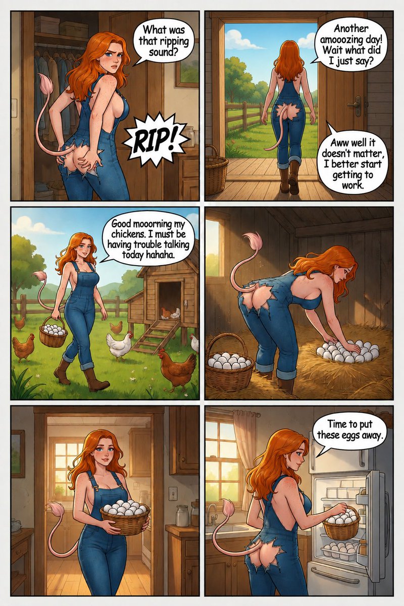 LezleyAnthroAI's tweet photo. Lindsey Cow Transformation 9-12
#cowtransformation #anthropomorphic #cowgirl #cow
#anthrocow #TFComic #transformation #nsfw https://t.co/9YvOy217v2