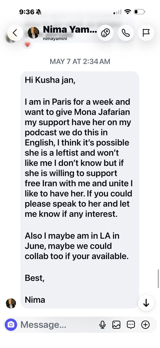 kusha_alagband's tweet photo. The same man who spent months DM’ing us to meet, collaborate and boost his podcast now calls us “Iranian woke housewives who play with their hair.” I’m not “woke” and I’m not a housewife, but even if I were, that wouldn’t make me any less capable of leading, organizing or advocating. When you reduce women to their marital status and their looks, you’re not doing activism, you’re just showing your own misogyny # this man is unhinged. @JafarianMona @emilykschrader