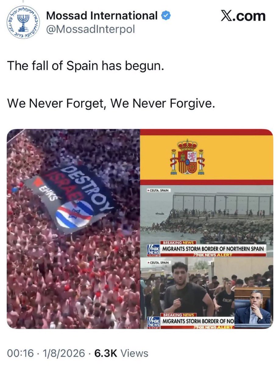 RealAlexJones's tweet photo. Do you think it was a good idea for Trump and Israel to back the Muslim invasion of Spain as payback? Below 47 recognizes the attempted takeover of Spanish areas of North Africa by the King of Morocco and Israel celebrates… https://t.co/qEsmFlNQ5A