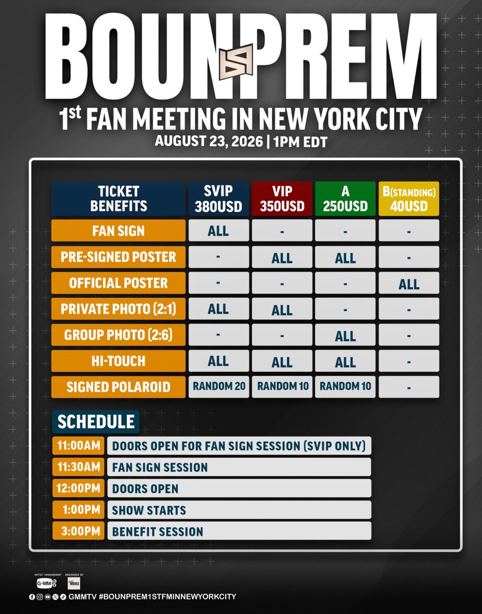 mblank_space's tweet photo. ( D-21 ) BOUNPREM 1ST US TOUR‼️‼️
📍NEW YORK 📍

Come make memories worth treasuring at Boun Prem 1st Fan Meeting in New York City this august 23.
📍 BROOKLYN STEEL
🎟 TICKETS AVAILABLE at AXS

#BounPrem1stFMinNewYorkCity
#BounPrem1stUSTour
#GMMTV 
#Bounprem #bb0un #Prem_space https://t.co/JggPNpV8yl