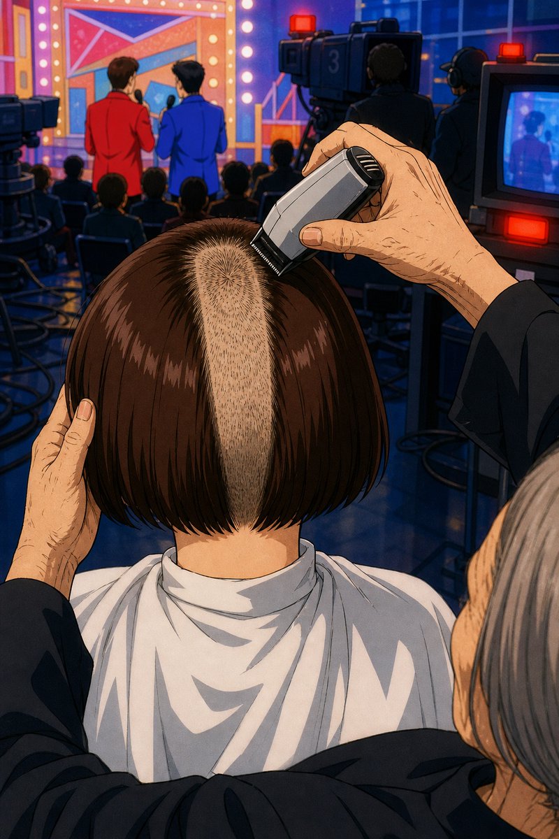ShornStudio's tweet photo. ShornStudio — full-color manga about the moment a woman's long hair is cut off.

Scissors, clippers, razor. The loss, the shame, the mirror.
Non-sexual · all characters are adults · fiction · AI-made.

English editions, $9 each ↓
https://t.co/2QSuCvgqyW

#headshave #hairfetish https://t.co/0Jnl2ydipt