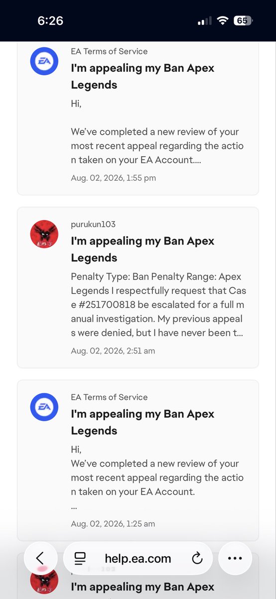 pathakpuru1's tweet photo. @EA Can I please find someone in charge who can help with the issue of Ban as I have never once cheated in my apex career and have to go through a permanent ban for game enhancement issue. Also, I have been given no evidence or no proper reason as to what I have done. https://t.co/KTDaVQ8y3v
