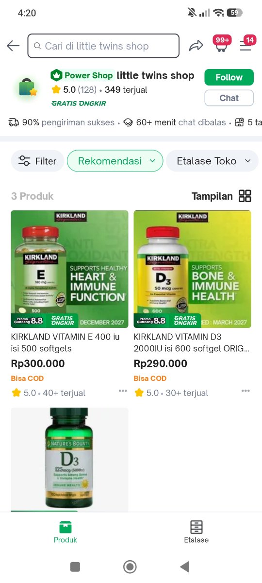 xorleon's tweet photo. @KemenkeuRI Toko ini jual di online produk vitamin import merk kirkland dan ga ada izin label BPOM padahal tapi kuat suap @beacukaiRI
@DitjenPajakRI @kring_pajak 

kosmetik impor (di surabaya) , padahal ga ada BPOM juga... Ga bayar pajak semua ini mereka... @Kemendag @Gerindra @TMCPoldaMetro https://t.co/7bkMnuqdpO