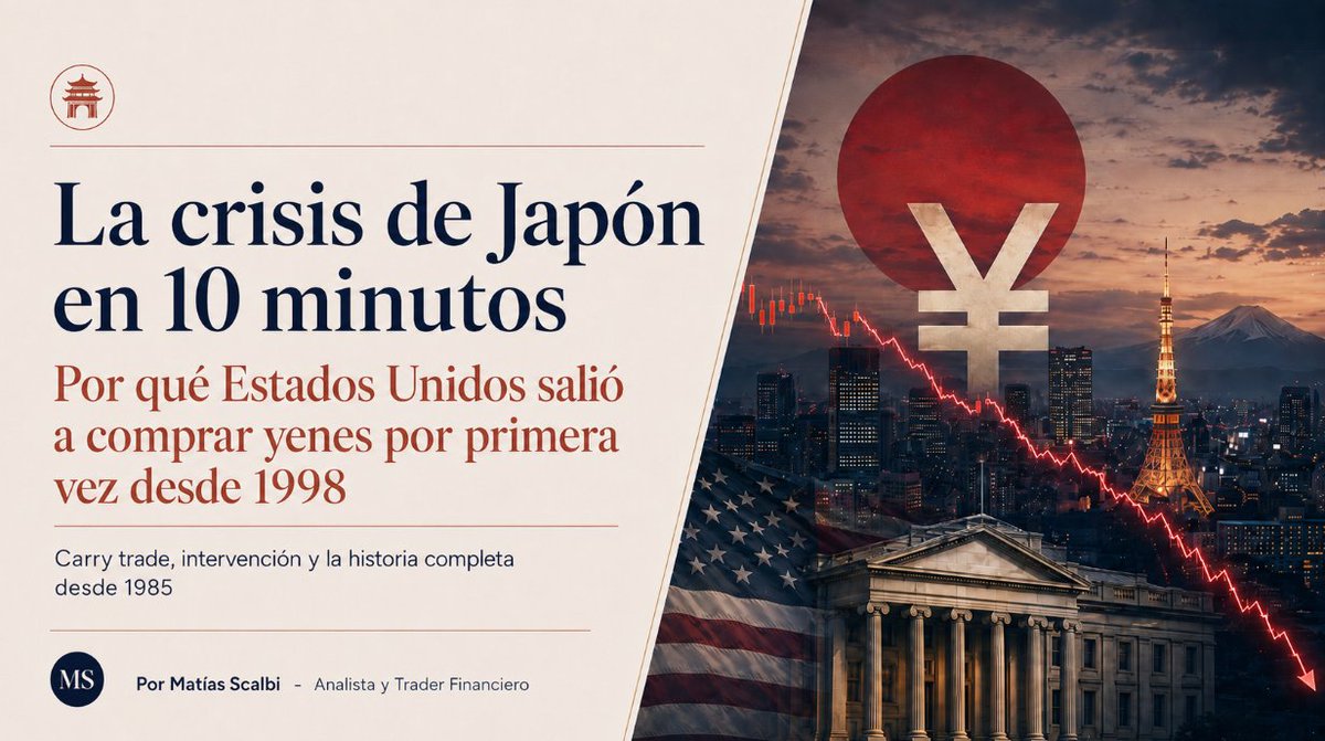 MatiasScalbi's tweet photo. 🔥 TE RESUMO LA CRISIS DE JAPÓN EN 10 MINUTOS: por qué se derrumba el yen, qué significa que Estados Unidos salga a intervenir, qué es el carry trade y todo lo relevante

Esta es la historia completa, desde 1985 hasta hoy explicado sencillo 

GUARDALO para leer cuando puedas 👇🏼