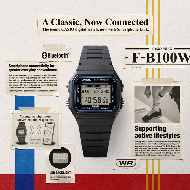 gshockjp's tweet photo. 【F-B100W】Bluetooth連携と歩数計と搭載の新作チプカシが大人気で全３カラーが完売状態！ネットでは”スマートウォッチやめてこれにする！”の声。8/7発売モデル。 https://t.co/m55gYkRDUo https://t.co/RedPmpQhyM