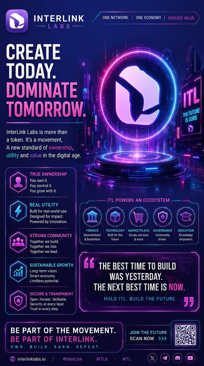 Atchade229's tweet photo. INTERLINK LABS

The best time to build was yesterday. The next best time is now. Hold ITL. Build the future.

🌐 https://t.co/OCZAUxLjjb
#InterLink #ITLG #ITL https://t.co/7uuNEDjuyV