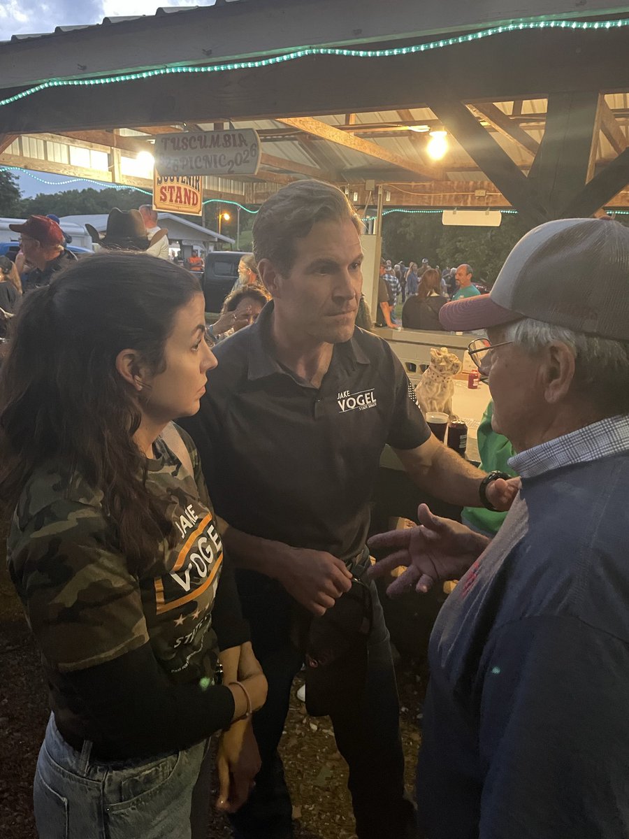 VoteJakeVogel's tweet photo. More stops this weekend at the 
Cattlemen’s Steak Dinner in California and Tuscumbia’s 100 Year Celebration. Thanks to everyone who took the time to chat with us. Vote Jake Vogel on August 4th! https://t.co/MFiDJrD9um