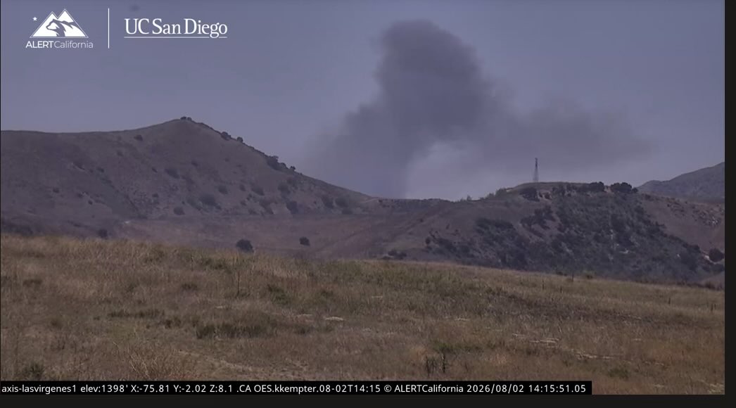 _hey_its_Kat323's tweet photo. ‼️🚒‼️

#KananFire // ventura county

resources are on scene of a half acre vegetation fire in light to medium brush being pushed by winds from the west &amp; spotting ahead of itself, per IC.
law enforcement has been requested for traffic control. 
via watch duty https://t.co/TOB5jyZJBj