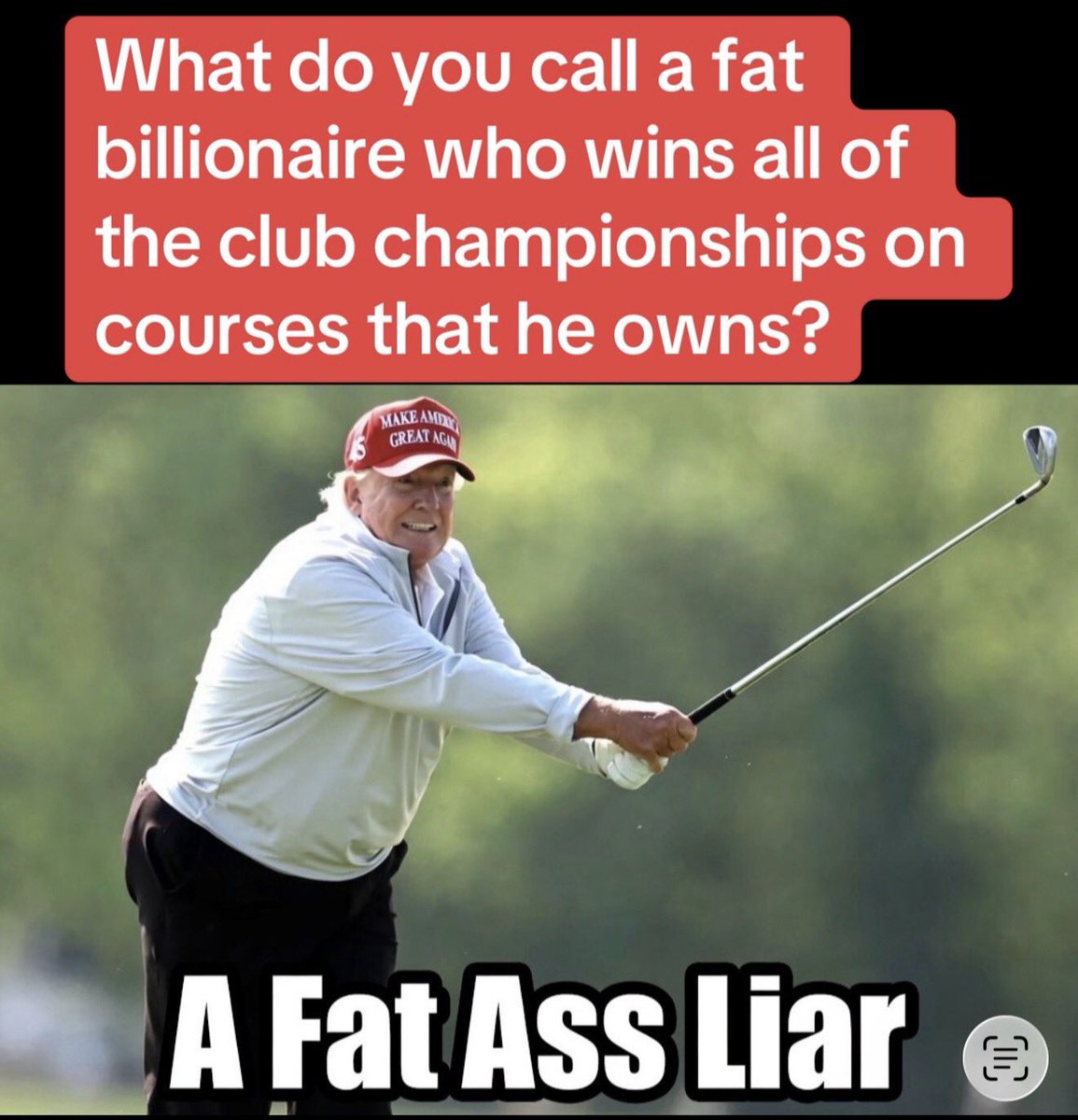 CjMfdt's tweet photo. Trump claiming he “Won the club championship”…..at the club he owns🤣🤣
What a pathetic embarrassment. https://t.co/w94uEI4k4p