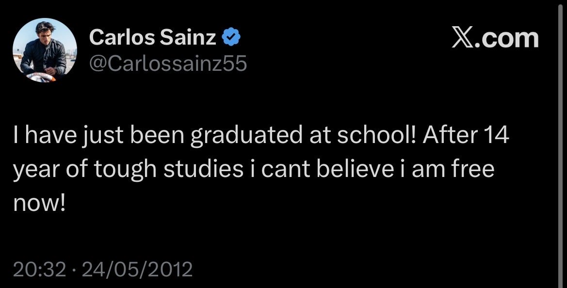 milkovichest's tweet photo. love that everyone is quoting this with oscar, franco and other drivers that are clearly very proud they finished school and forgetting the funnier option: drivers that finished school and hated it. https://t.co/VDhpKmBN5p