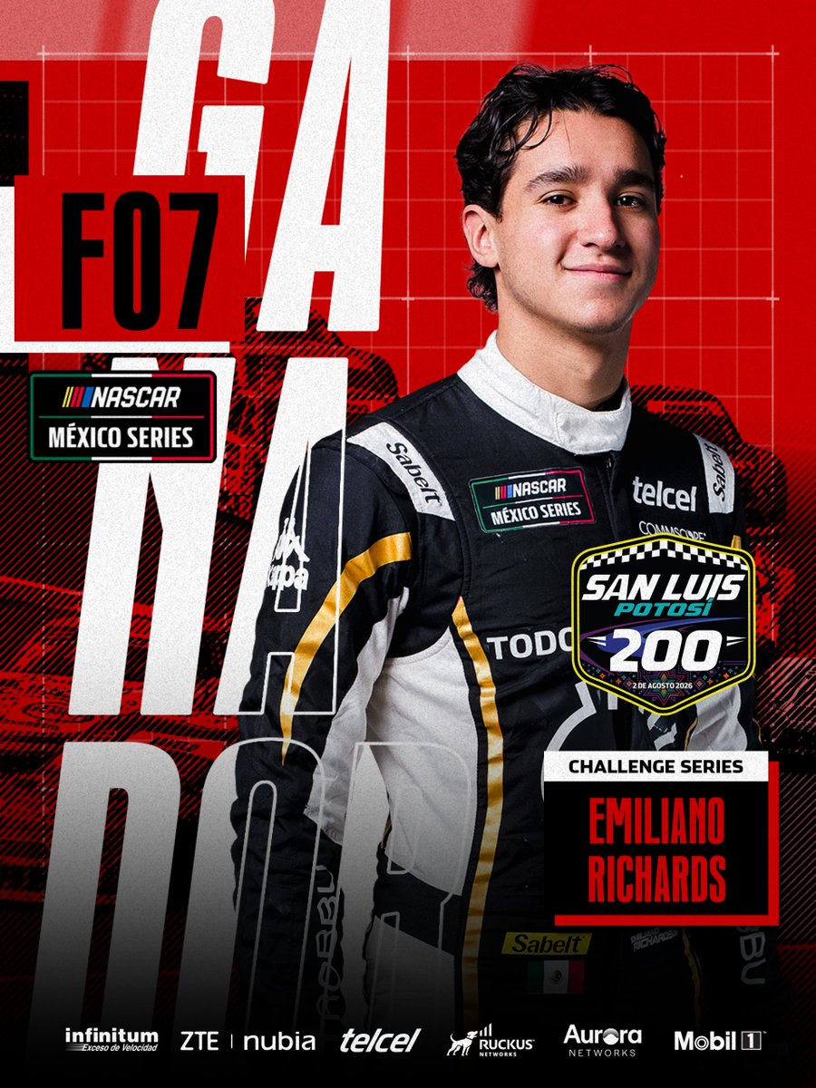 NASCARMex's tweet photo. En Challenge Series, Emiliano Richards conquista la "San Luis Potosí 200"🏁

#NASCAR #NASCARMéxico #NASCARMx #NASCARSLP #SLP200 https://t.co/4d9AK7D1nD