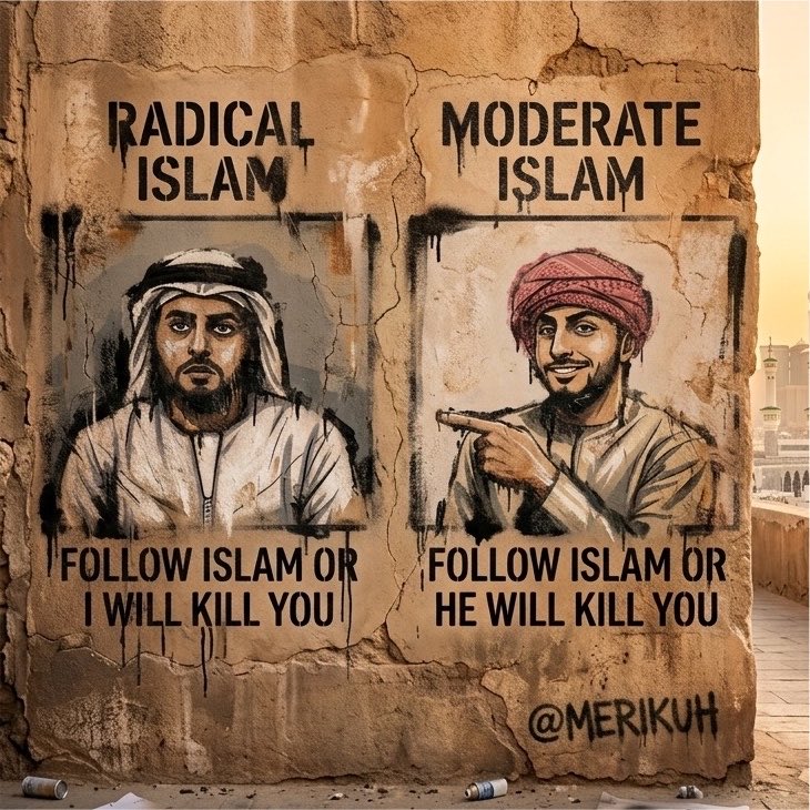 merikuh's tweet photo. @benshapiro Radical Islam vs. Moderate Islam ☪️ https://t.co/aP2uUPuj3H