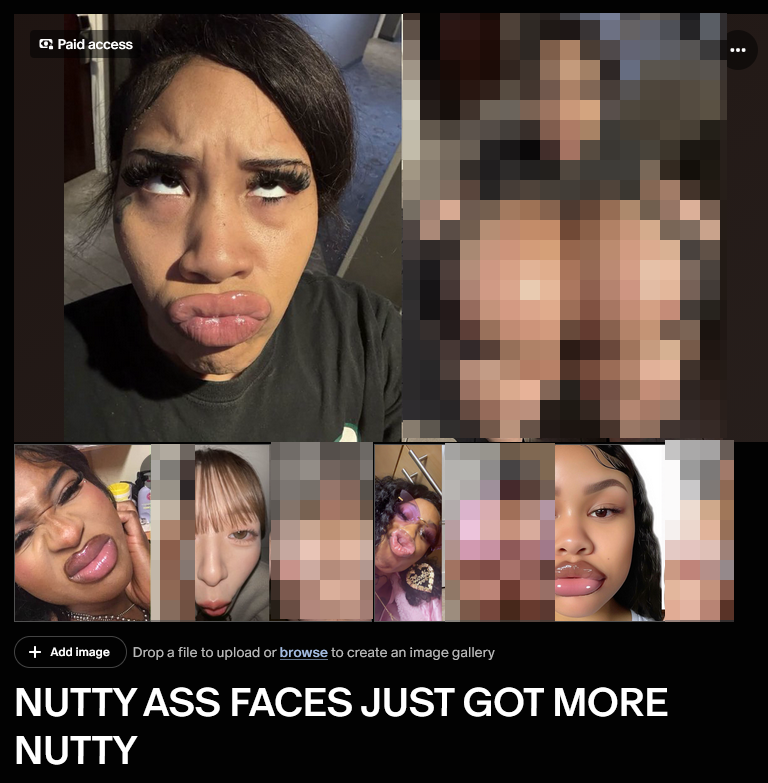 WobblethotMad's tweet photo. LOVE NUTTY ASS STANKFACE HOES?? THEY JUST GOT EVEN MORE SLUTTY!
SUBSCRIBE TO ANY TIER TO UNLOCK THEM ALL!
#goon #nutty #facegooner #faceporn #lipfetish https://t.co/DW6kfchy9P