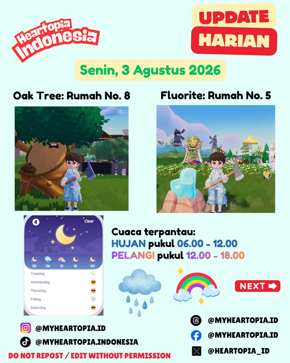 Heartopia_ID's tweet photo. Update Harian: Senin, 3 Agustus 2026 🌧️🌈
#heartopia #heartopiaindonesia #heartopiagame https://t.co/ThDiGDtC1D