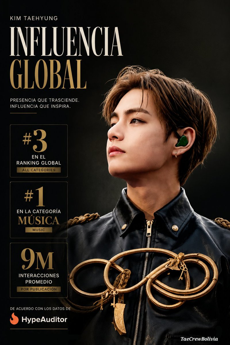 TaeCrewBol's tweet photo. Kim Taehyung continúa consolidando su presencia digital como una de las más influyentes del mundo.
De acuerdo con el análisis de HypeAuditor, ocupa el #3 en el ranking global de Instagram y el #1 en la categoría Música, reflejando el alcance que genera.
🔗 https://t.co/buoPSiGHA5 https://t.co/epeheS2J0C