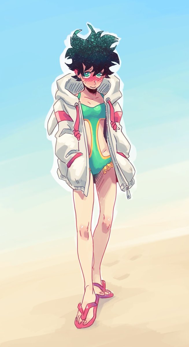 SybLaTortue's tweet photo. but what if during the mandatory beach episode we learn that Izuku-chan has a hot twin brother who works part-time as a lifeguard?

yes, my AUs are indeed out of control https://t.co/YiIpnj5mxw