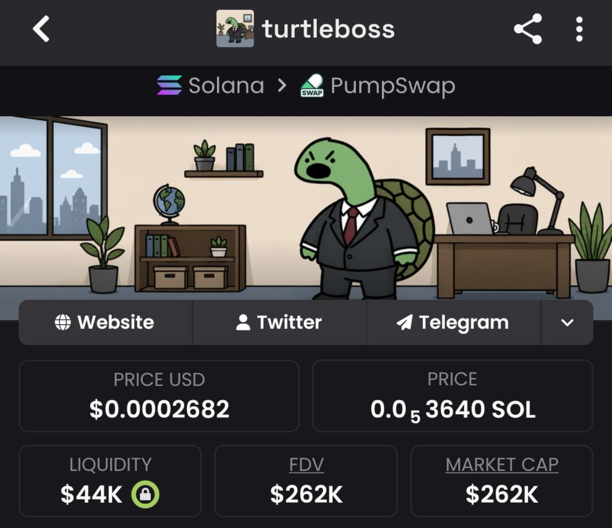 Steven_Shaw__'s tweet photo. 💎 Token: $TURTLEBOSS
📈 Entry: $5.3k mcap
📊 Peak: $262k mcap
🚀 Gain: ~49.43x

Pure alpha — no hype. Just early calls, precise entries, and solid profits powered by strong insider insights.

Send a DM to join my alpha TG 📊

Ca:
FkLqaRrAn7VkMaMHSM5hQMRCezu1jeDapQ9nFtBJpump https://t.co/mOkGq9rIWi