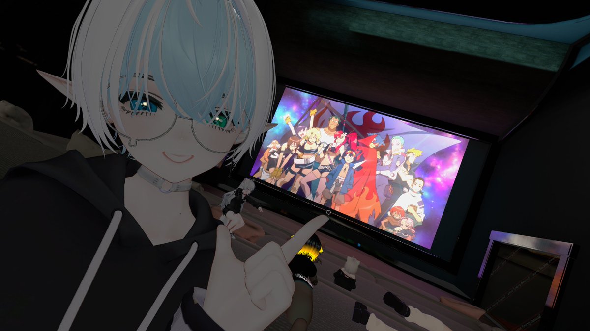 Ota_VR's tweet photo. My friends and I decided to watch a wonderful anime... Gurren Lagann!
#VRChat #Marycia3D https://t.co/ATjlhc2raV