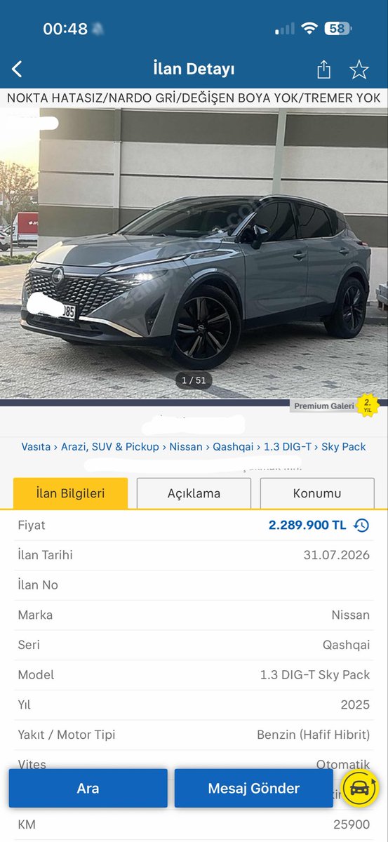 mevzumuzfinans's tweet photo. 2.2 milyon TL civarına biraz dolu olsun diyerek araç arıyorsan maceraya gerek yok.

Temiz, düşük km (maks. 25-30 bin km), 2024 ya da 2025 model Qashqai Skypack al geç..

Örneğin bu tarz bir ilan senin işini görür https://t.co/3xO3WXjxpj