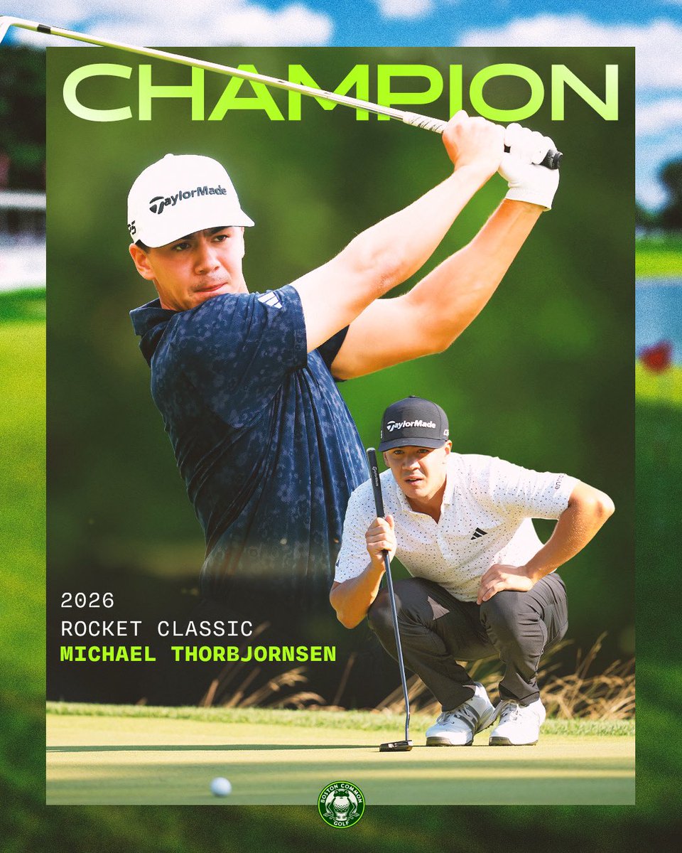 commongolf's tweet photo. Congrats to our own @michaelt_1 on his first @PGATOUR victory at the @RocketClassic! 🐸 https://t.co/Q6mTjhxslW